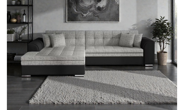 Rozkládací rohová sedačka Soprano, černá/šedá