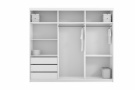 Moderní šatní skřín Flores 250cm, bílá + šedá + zrcadlo