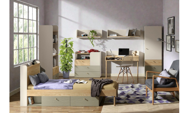Dětský pokoj Onoto (vzorová sestava), dub/eukaliptus