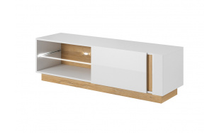 TV stolek 138 Terra, bílá/dub grandson/bílý lesk
