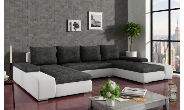 Velká sedačka ve tvaru U Moscon, bílá/šedá