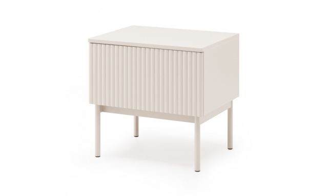 Noční stolek s 1 zásuvkou a drážkovanými dvířky SOFT