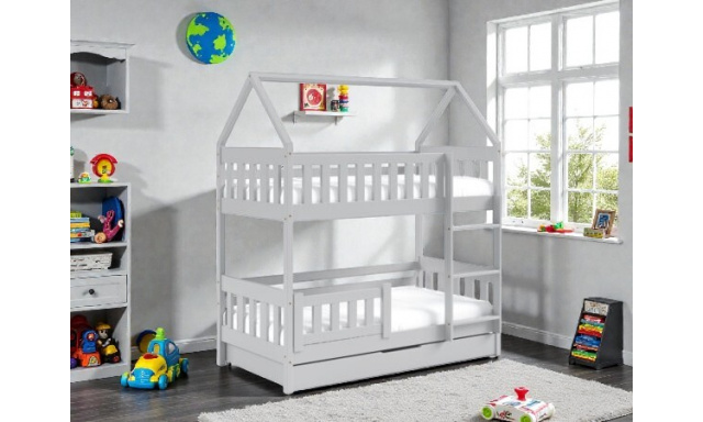 Patrová postel Domeček 190x80cm, borovice šedá