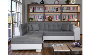 Moderní rohová sedačka rozkládací Santiago, bílá/šedá