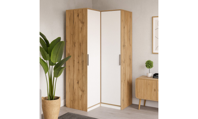 Rohová šatní skříň se 2 dveřmi LIVO