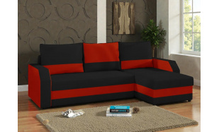 Moderní rohová sedačka Antonio, černá/červená