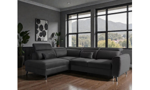 Luxusní rohová sedačka s rozkladem Bari, tmavě šedá