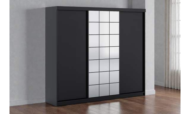 Moderní šatní skřín Cinema 250cm, černá 