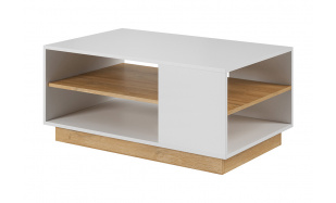 Kávový stolek Terra, bílá/dub grandson/bílý lesk