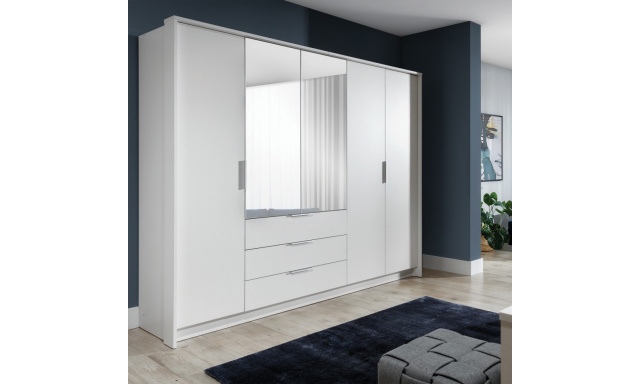 Šatní skříň TIMO s 5 dveřmi a zrcadlem