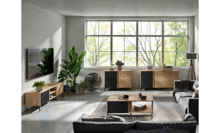 Moderní bytový nábytek Dexter sestava A, dub/černá