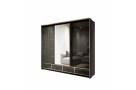 Kvalitní šatní skřín Siena 253cm, černý lesk + LED 