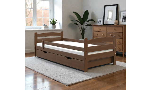 Postel Ingeno 200x90cm, ořech + úložný prostor