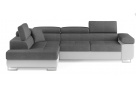 Kvalitní rohová sedačka Bergen, bílá/šedá Savana 