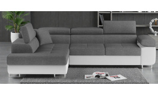 Kvalitní rohová sedačka Bergen, bílá/šedá Savana