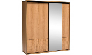 Šatní skříň s posuvnými dveřmi, 2 dveřmi a zrcadlem FUN