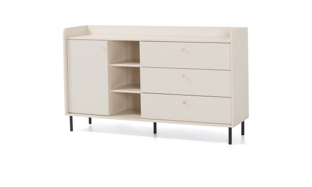 Komoda se 3 zásuvkami a otevřenými policemi GLORIA