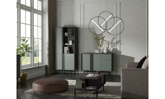 Nadčasový bytový nábytek Estera sestava A, šedá/aloe