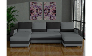 Velká sedačka ve tvaru U Asturie, šedá/černá