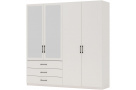 Šatní skříň se 4 dveřmi a 3 zásuvkami PURA