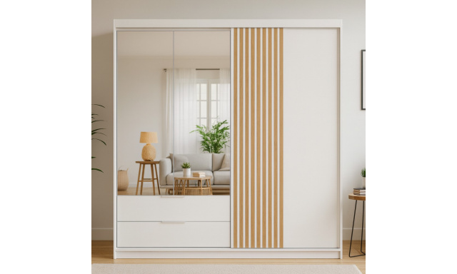 Šatní skříň se zrcadlem a 2 zásuvkami MADERO