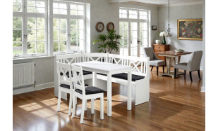 Rohový jídelní set Basel, bílá/šedá 