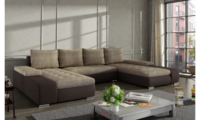 Velká sedačka ve tvaru U Moscon, hnědá