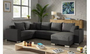 Velká sedačka ve tvaru U Deron, černá/šedá