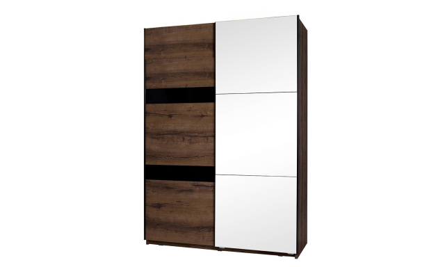 Šatní skříň s posuvnými dveřmi, 2 dveřmi a zrcadlem DEVON