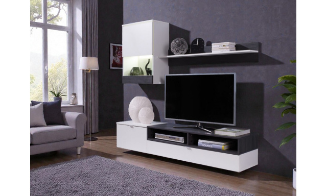 Menší obývací stěna Tereza, bílá/borovice tmavá