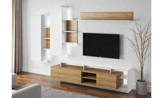 Moderní obývací sestava Viola, bílá/dub grandson