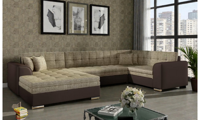 Rohová sedačka ve tvaru U Verizon, hnědá