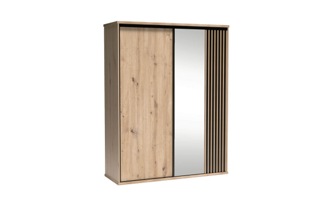 Šatní skříň s posuvnými dveřmi, 2 dveřmi a zrcadlem CAYA