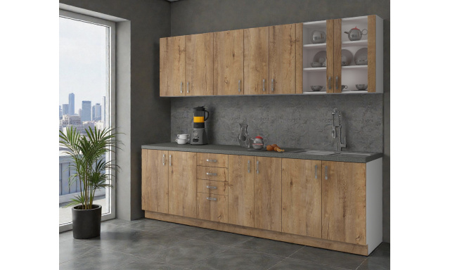 Elegantní kuchynská linka Sotio 260cm, dub lefkas