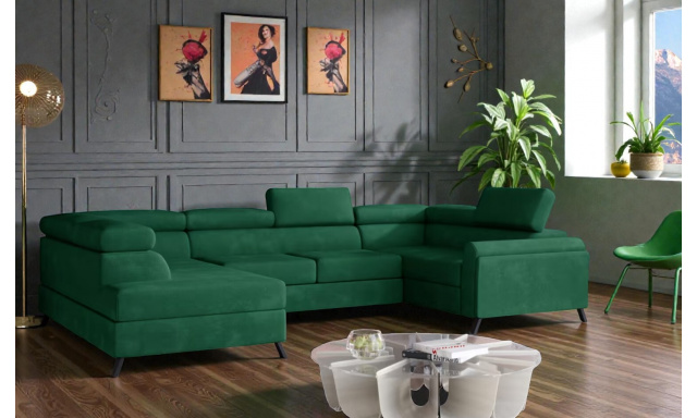 Luxusní sedačka ve tvaru U Benin, zelená