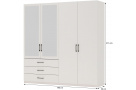 Šatní skříň se 4 dveřmi a 3 zásuvkami PURA