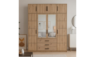 Šatní skříň s dveřmi, horní částí, zrcadlem a 4 dveřmi KAVO