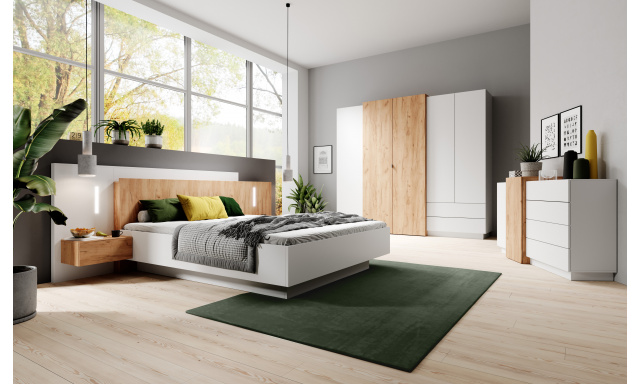 Kompletní ložnicová sestava Sandra, bílá/dub craft zlatý 