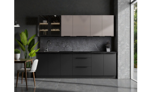 Luxusní kuchynská linka Santiago C 260cm, cashmere/černý mat