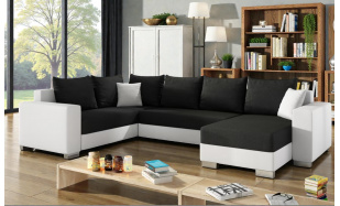 Velká sedačka ve tvaru U Deron, bíká/černá