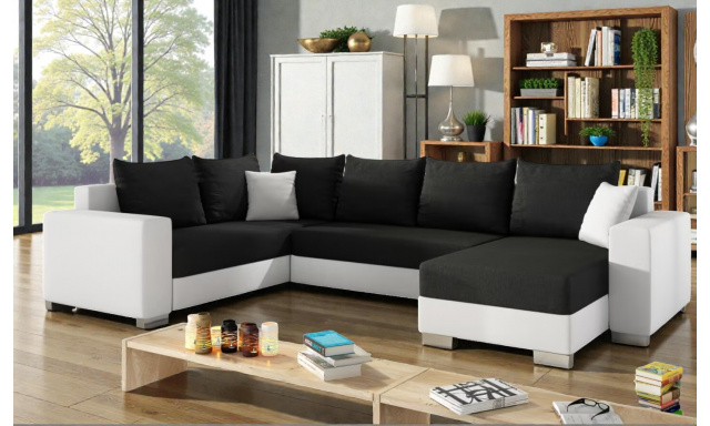 Velká sedačka ve tvaru U Deron, bíká/černá