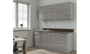 Moderní kuchynská linka Gaston 180cm, šedý lesk
