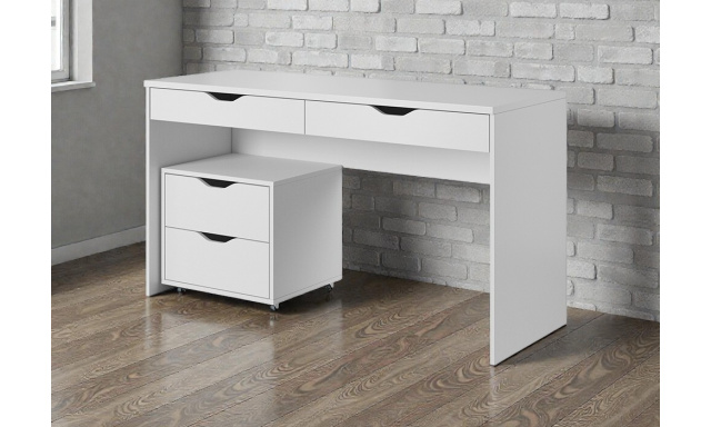 Moderní PC stůl + kontejner Linda, bílý 