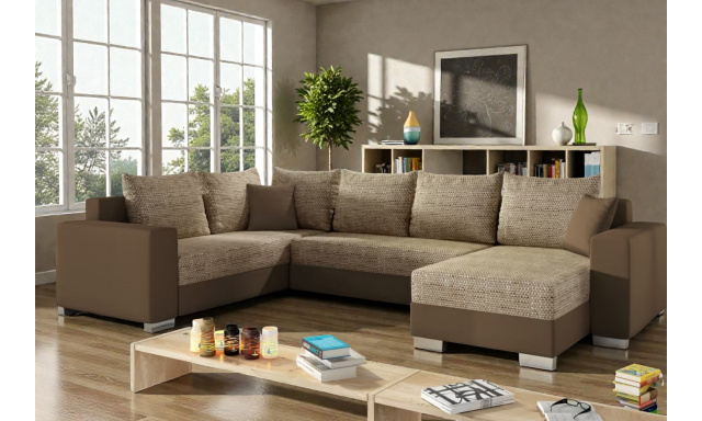 Velká sedačka ve tvaru U Deron, hnědá