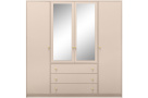 Šatní skříň se 4 dveřmi a zrcadlem SOLEA LUX