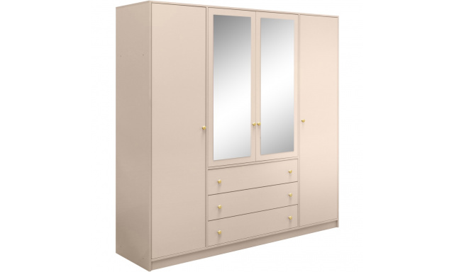 Šatní skříň se 4 dveřmi a zrcadlem SOLEA LUX