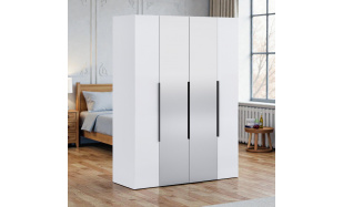 Moderní šatní skříň Tara 180cm, bílá + zrcadlo