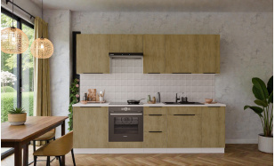 Luxusní kuchyně Davinci 260cm, bílá/dub Cremona