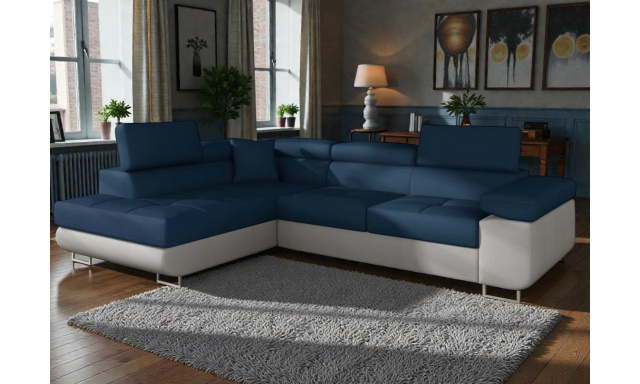 Kvalitní rohová sedačka Bergen, šedá/modrá Monolith 