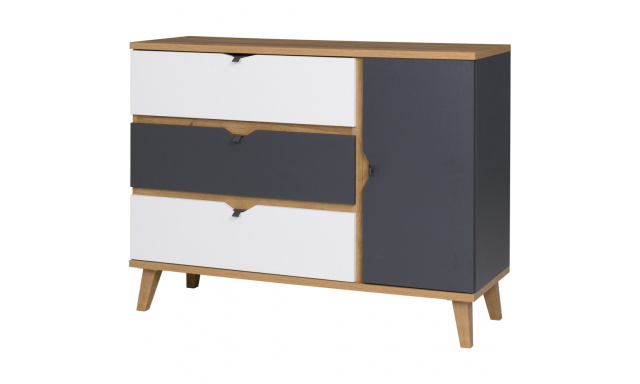 Komoda s 1 dvířky a 3 zásuvkami MORENO